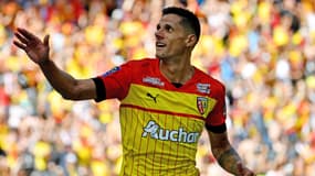 Le Lensois Florian Sotoca, auteur d'un triplé avec Lens lors de la première journée de Ligue 1 face à Brest, le 7 août 2022.