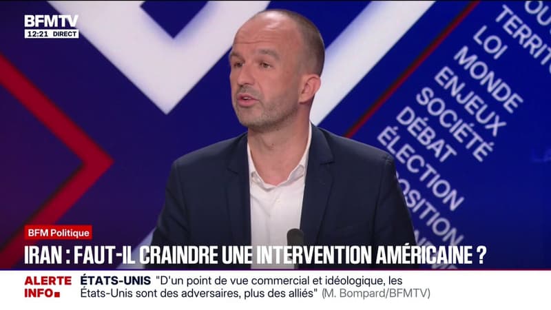"Évidemment qu'il ne faut pas laisser les Iraniens tous seuls, mais pas d'intervention militaire", déclare Manuel Bompard (LFI)