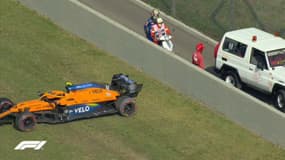 Lando Norries dans le mur aux essais du GP de Toscane