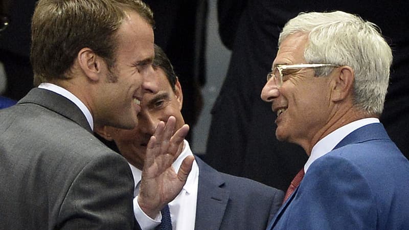 Emmanuel Macron et Claude Bartolone à l'Assemblée nationale.