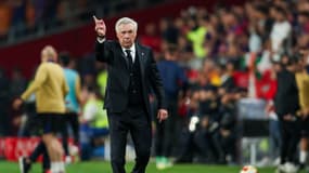 Carlo Ancelotti lors de la finale de la Coupe du Roi entre le Barça et le Real Madrid (3-2, a.p.), le 29 avril 2025