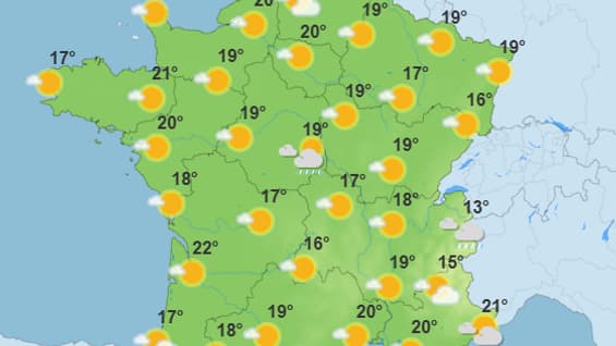 Météo du jeudi 22 mai 2025 après-midi, selon Météo-France. Météo du jeudi 22 mai 2025 après-midi, selon Météo-France.