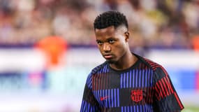 Ansu Fati avant le match entre le Barça et Monaco le 19 septembre 2024.