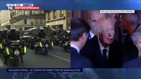 Hommage à jacques Chirac: Valéry Giscard-d'Estaing arrive à Saint-Sulpice
