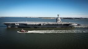 Le futur USS Gerald R. Ford (CVN 78), le 8 avril 2017 à Newport News, Virginie