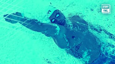 Florent Manaudou lors de sa série du 50 mètres nage libre des JO de Tokyo en juillet 2021