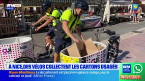 Nice: des vélos collectent les cartons usagés et sensibilisent au tri