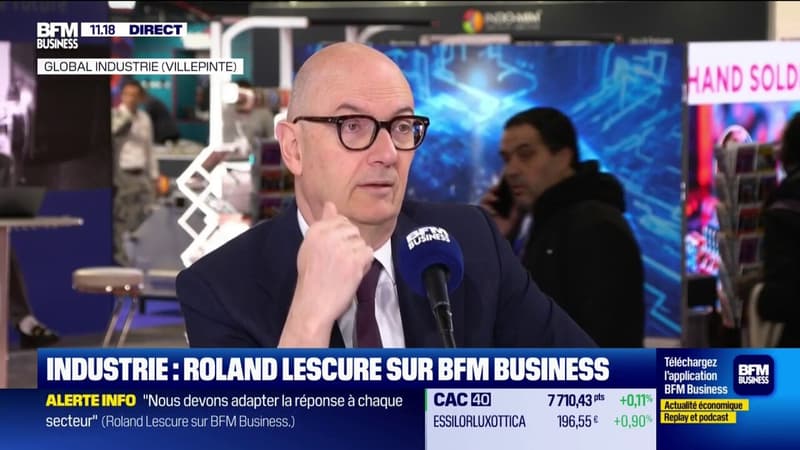 Rolland Lescure est en direct de Global Industrie sur BFM Business