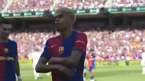 La célébration de Lamine Yamal lors de Barça-Real, le 11 mai 2025.