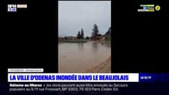 La ville d'Odenas inondée dans le Beaujolais