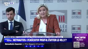 Retraites: "L'utilisation du 49-3 serait une démonstration flagrante de l'échec de ce gouvernement " déclare Marine Le Pen, présidente du groupe RN à l'Assemblée nationale 