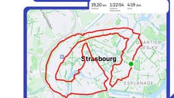 Le logo Decathlon dessiné sur Strava par Thibaud Le Gal