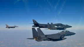 Des chasseurs F-15K de l'armée de l'air sud-coréenne, le 20 février 2025 