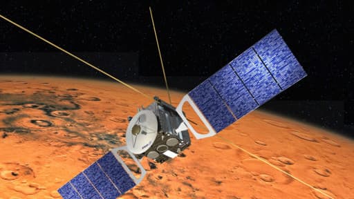Mars express est en orbite autour de la planète Mars depuis le 2 juin 2003.