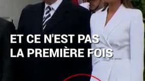 Aux côtés des Macron, Melania Trump refuse à nouveau la main de son mari
