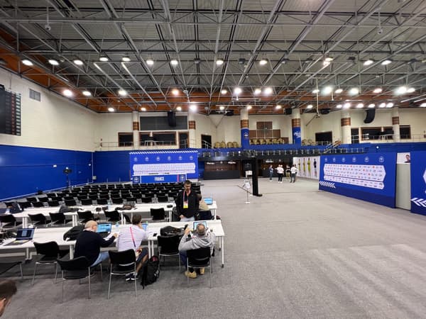 L'espace réservé à la presse du stade Jassim-Bin-Hamad