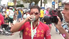 Eden Hazard à l'arrivée d'une course cycliste à Majorque, le 26 avril 2025.