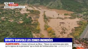 Intempéries dans les Alpes-Maritimes: les images prises par l'hélicoptère BFMTV des zones inondées