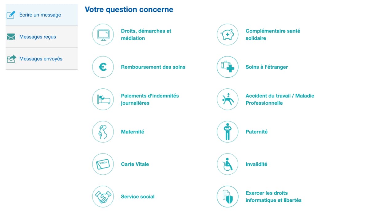 comment envoyer un message sur l'assurance maladie