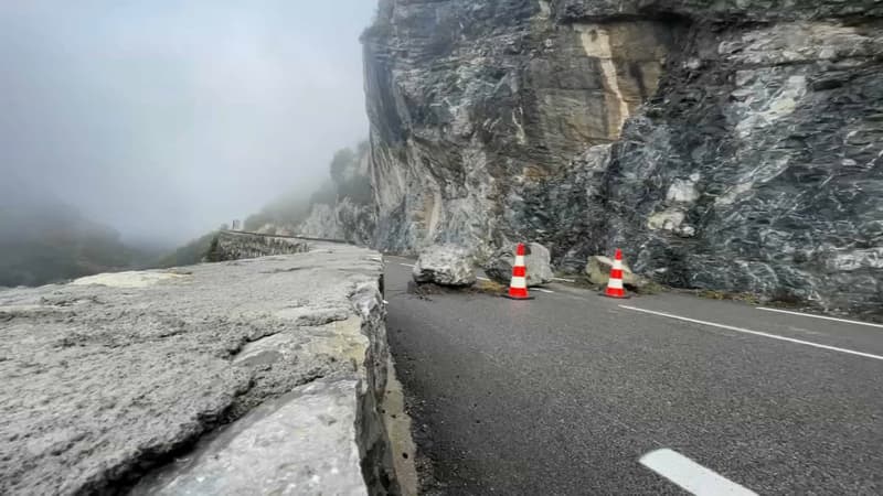 Alpes-Maritimes: la RM 2205 en cours de sécurisation après l'éboulement, l'accès aux stations toujours difficile