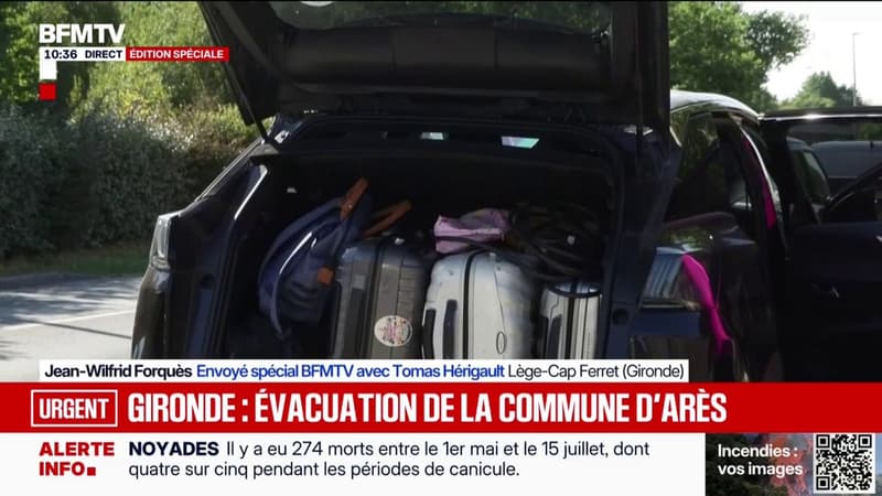 "Les valises étaient prêtes": les habitants d'Arès évacuent leur domicile à titre préventif pour éviter les fumées de l'incendie en Gironde