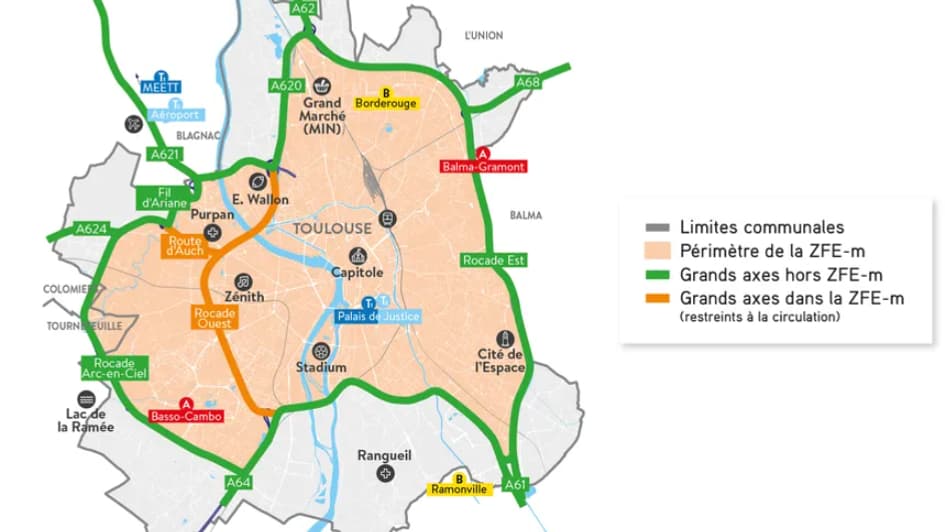 Le périmètre de la ZFE-m de Toulouse. Le périmètre de la ZFE-m de Toulouse.