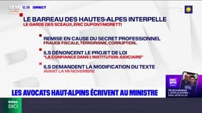 Secret professionnel: le barreau des Hautes-Alpes interpelle le Garde des Sceaux 