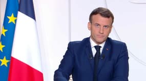 Emmanuel Macron, lors de son allocution télévisée le mardi 24 novembre 2020.