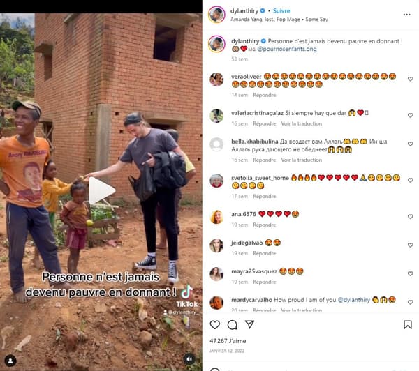 Vidéo postée sur le compte Instagram de Dylan Thiry, le 12 janvier 2022, pour son association Pour nos enfants. 