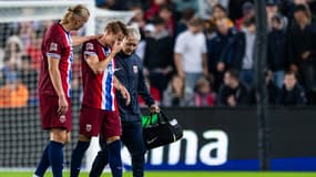 Martin Odegaard, blessé à la cheville gauche, souffre au moment de quitter le terrain lors de Norvège-Autriche (2-1, Ligue des Nations), le 9 septembre 2024
