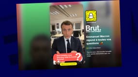 Emmanuel Macron répond à des jeunes sur Snapchat, lors d'un échange organisé par Brut