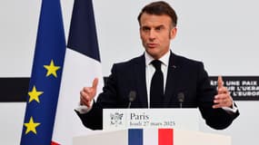 Emmanuel Macron à l'Élysée le 27 mars 2025
