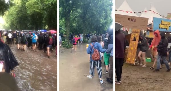 Les festivaliers de "We Love Green" en train d'évacuer du bois de Vincennes ce samedi soir.