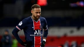 La star du PSG Neymar lors du festival offensif contre Montpellier en championnat, le 22 janvier 2021 au Parc des Princes