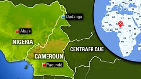 Carte de situation du Cameroun. Un hélicoptère de l'armée française est parti du Tchad pour le Cameroun, à la recherche des otages français.