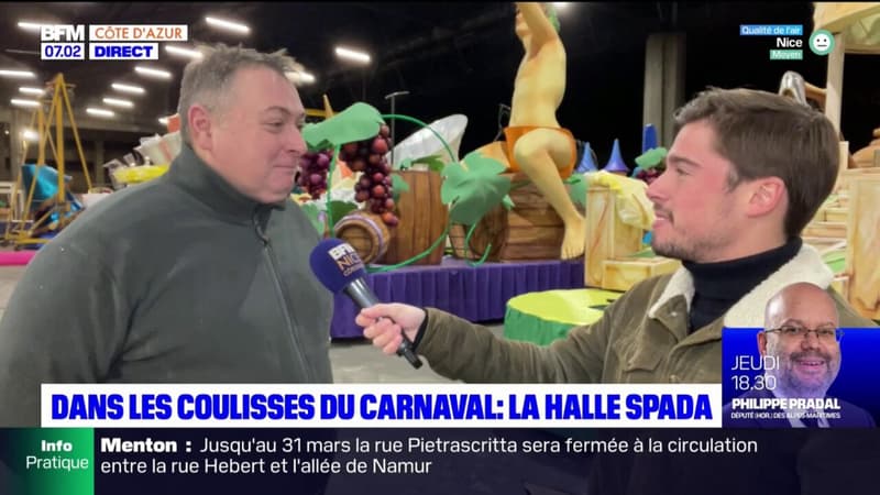 Carnaval de Nice: à la halle Spada, les 16 chars sont en préparation