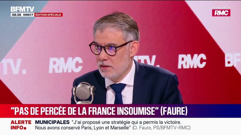 Municipales 2026: "Il n'y a pas eu de percée de la France insoumise", déclare Olivier Faure, premier secrétaire du Parti socialiste