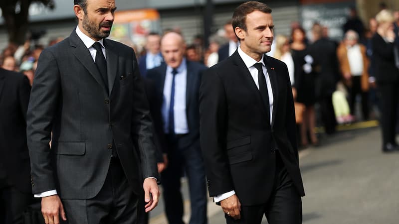 Edouard Philippe et Emmanuel Macron le 26 juillet 2017 à Saint-Etienne-du-Rouvray.