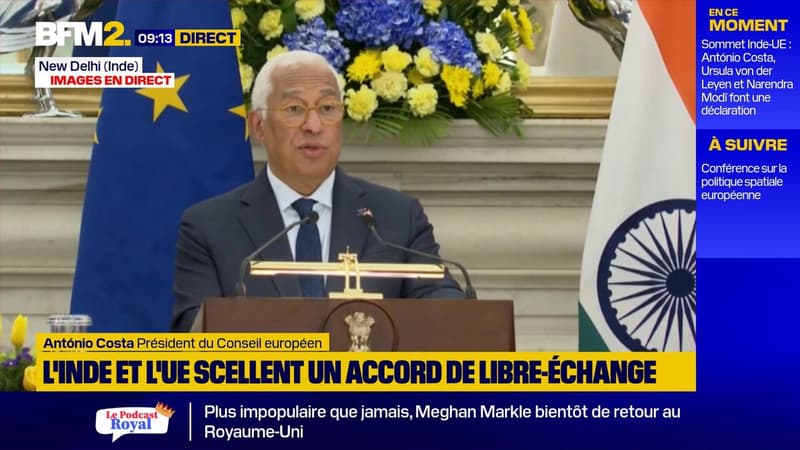 Accord Inde-UE : le président du Conseil européen, Antonio Costa, salue "l'un des accords les plus ambitieux jamais conclus"