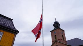 Le drapeau norvégien, à Kongsberg, en Norvège, le 14 octobre 2021. Photo d'illustration