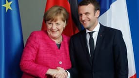 Angela Merkel et Emmanuel Macron à Berlin, le 15 mai 2017.