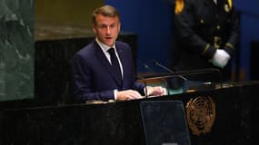 Emmanuel Macron devant l'Assemblée générale de l'ONU le 25 septembre 2024.