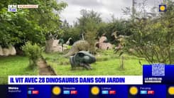 Sarthe: ce retraité vit avec 28 figurines de dinosaures dans son jardin