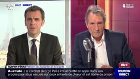 Olivier Véran, ministre de la Santé, était l'invité de Jean-Jacques Bourdin sur RMC et BFMTV