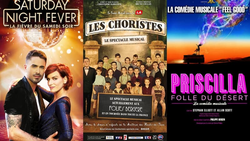 Les spectacles "Saturday Night Fever", "Les Choristes" et "Priscilla, Folle du Désert" sont actuellement à l'affiche à Paris avant de partir en tournée.