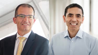 Stéphane Bancel (Pdg de Moderna) et Ugur Sahin (co-fondateur de BioNTech).