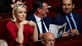 Marine Le Pen à un débat à l'Assemblée nationale le 31 juillet 2018. 