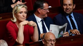 Marine Le Pen à un débat à l'Assemblée nationale le 31 juillet 2018. 