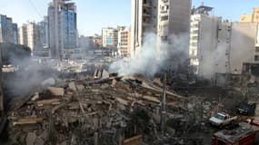 Un bâtiment rasé à la suite d'une frappe aérienne israélienne qui a visé le quartier de Shayyah dans la banlieue sud de Beyrouth, le 17 novembre 2024, au Liban. (illustration)