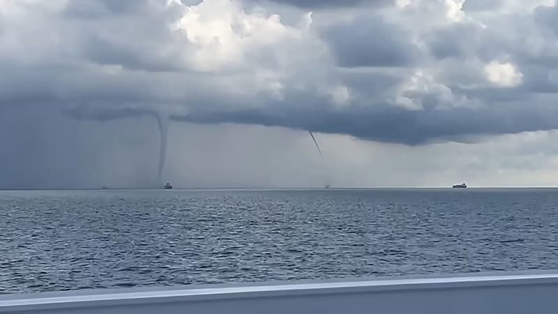 "Un spectacle exceptionnel": une double trombe marine observée au large de la baie de Seine lors des orages en Normandie